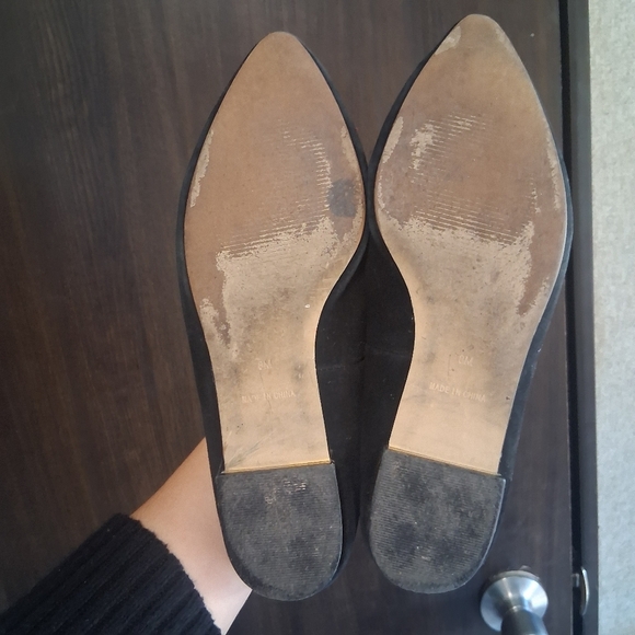 Talbots Red Flower Gold Heel Black Flats Causal Sz 8 Pointed Toe Prep Holiday - Picture 6 of 7